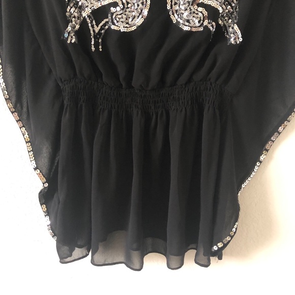 MARINEBLU FLOWING SEQUINS BLACK TOP - Picture 6 of 10